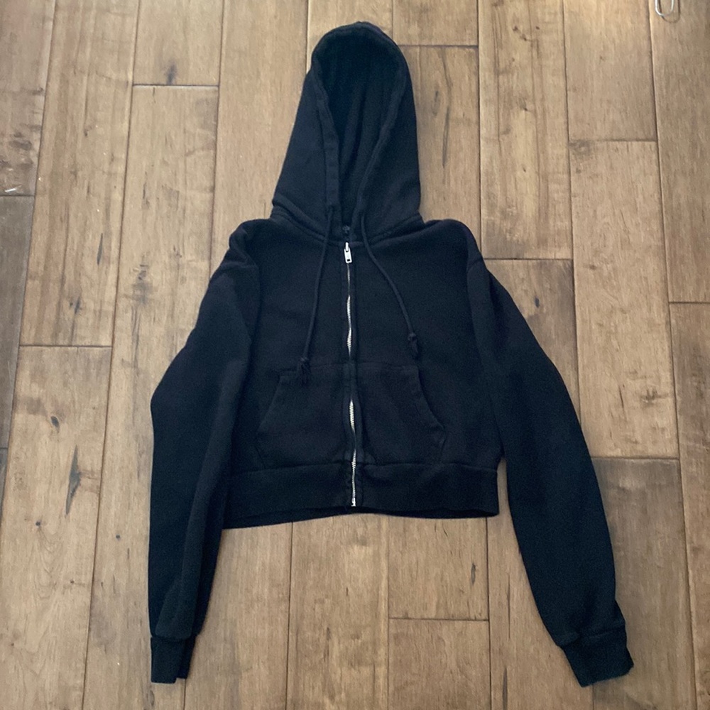 brandy melville black cropped zip up (one size fits all)
